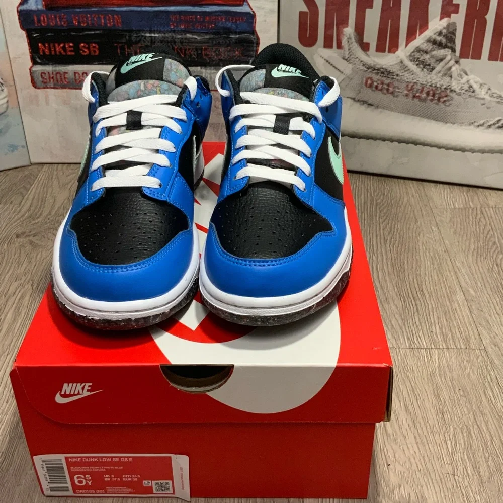 Nike Dunk Low GS Blk Light Photo Blue Mint - Size 6.5Y/8W - DR0165-001 New
